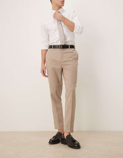 Smart Tapered Fit Wool Mix Trousers