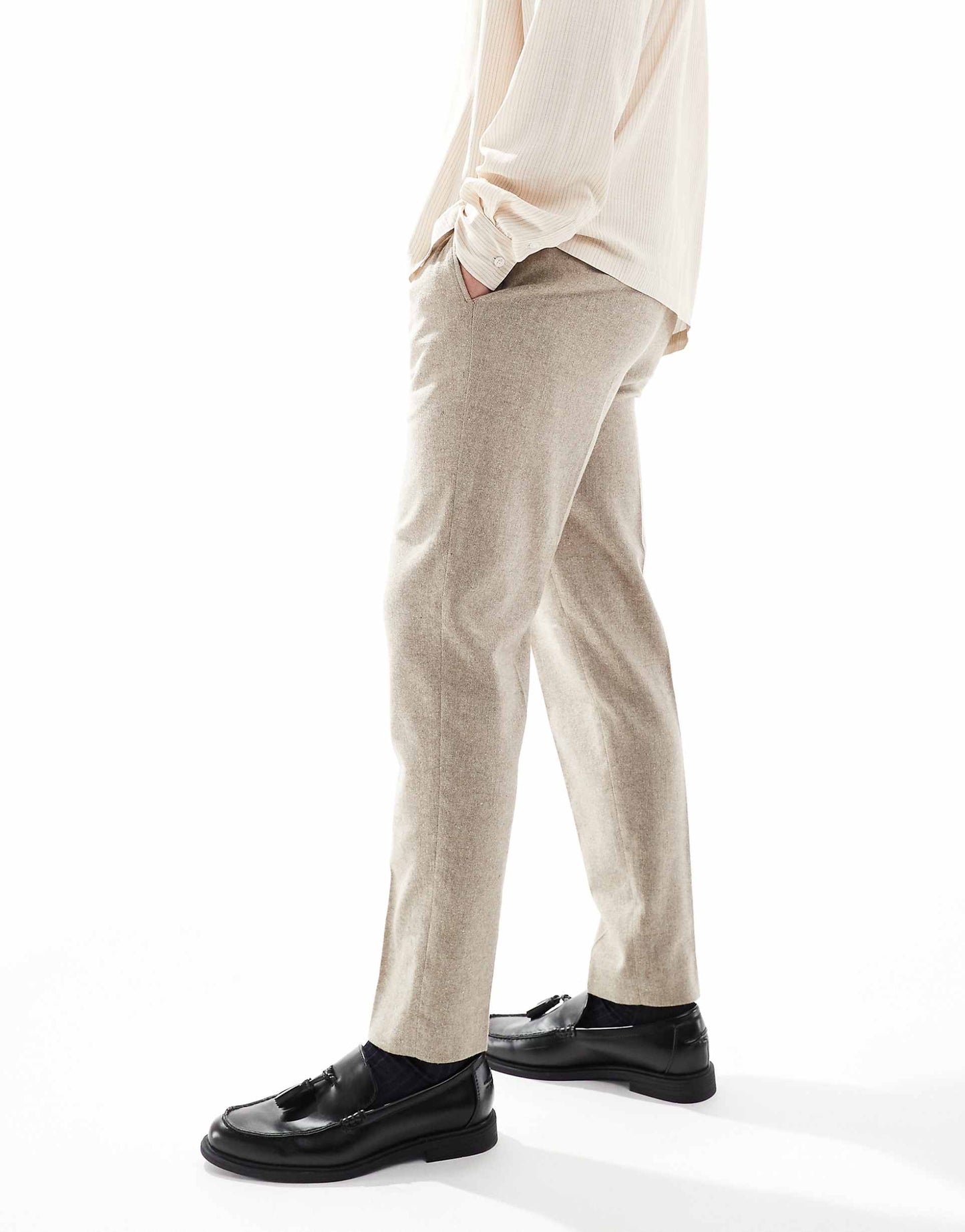 Smart Tapered Fit Wool Mix Trousers