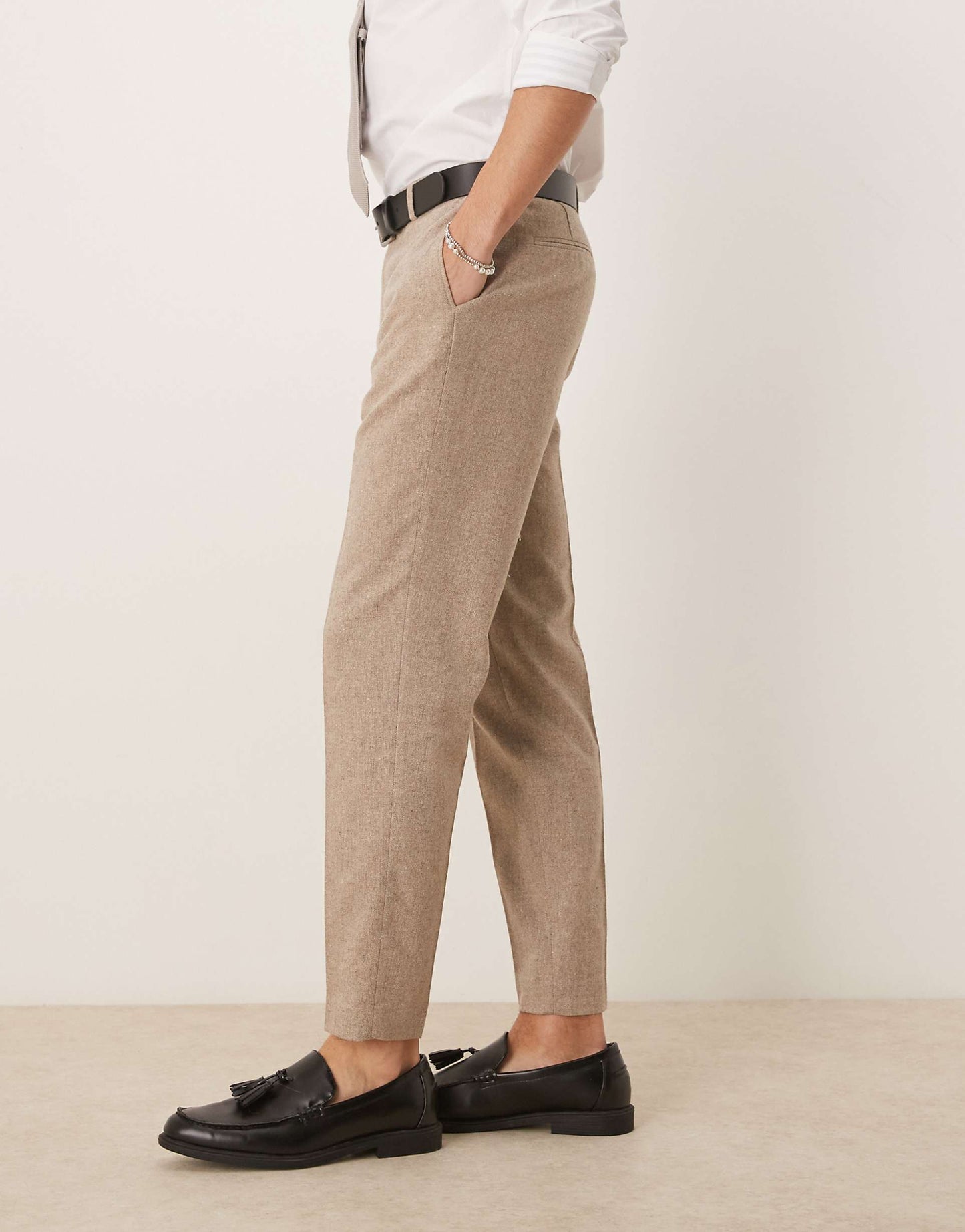 Smart Tapered Fit Wool Mix Trousers