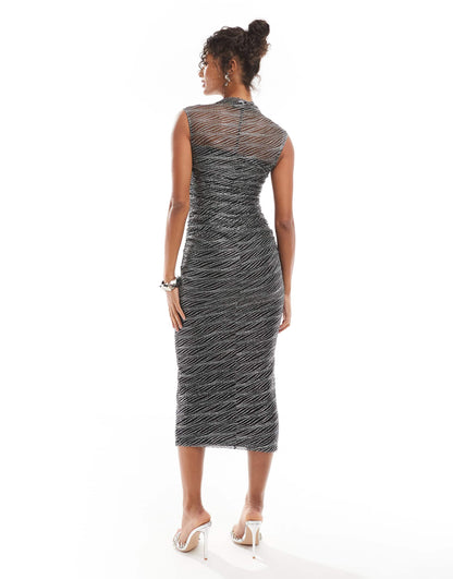 Mesh Sleeveless Midi Dress