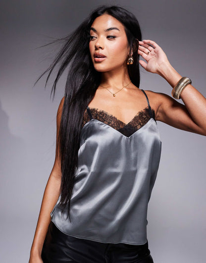 Lace Trim Satin Cami