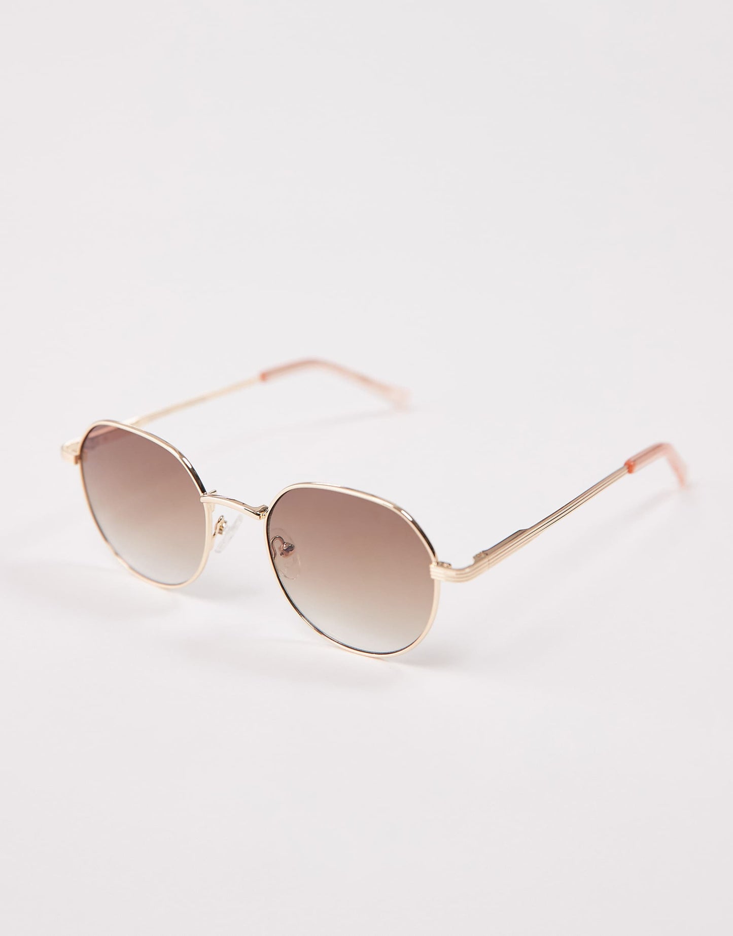 Odyssey Round Metal Sunglasses With Brown Gradient Lens