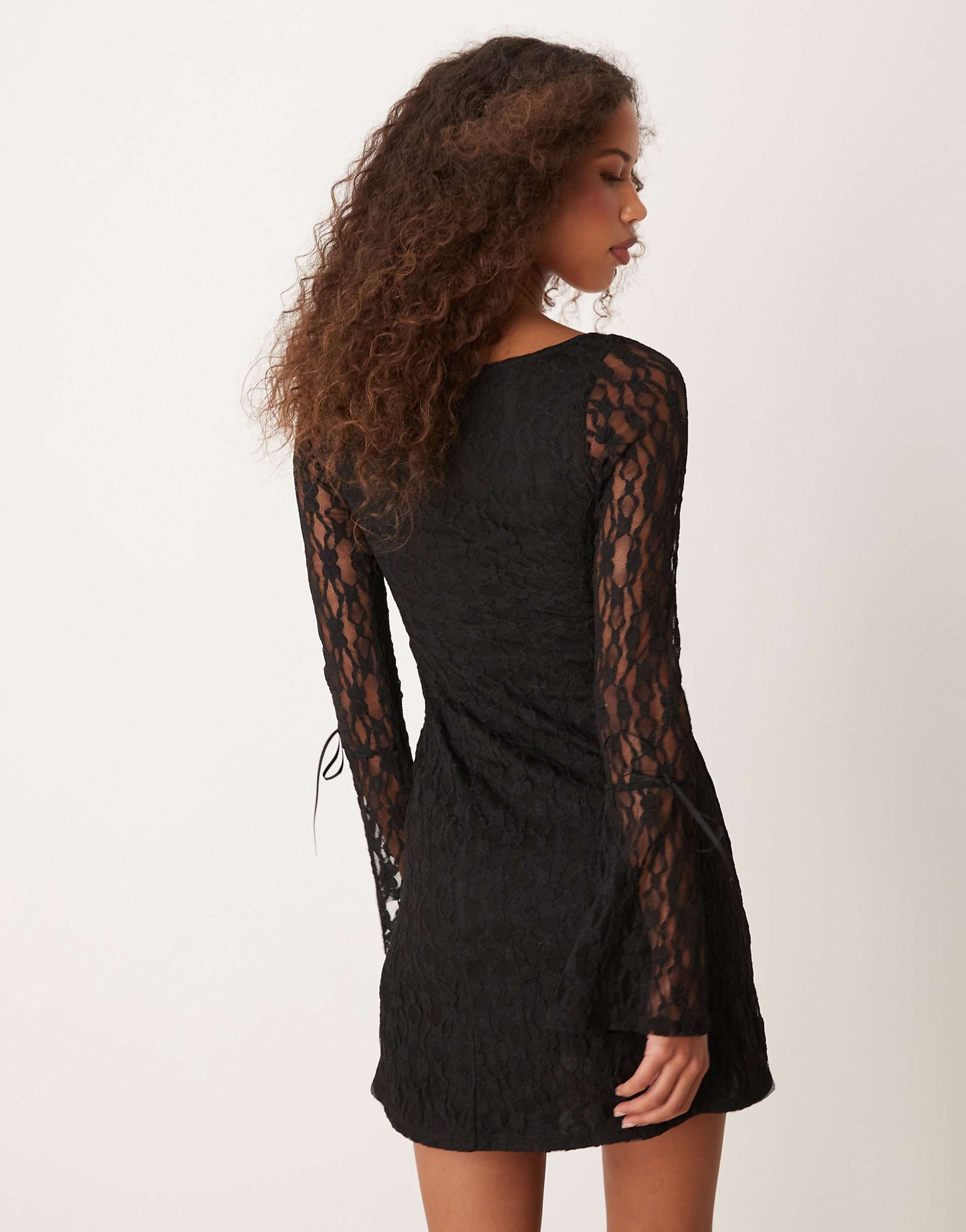 Lace Long Sleeve Mini Skater Dress