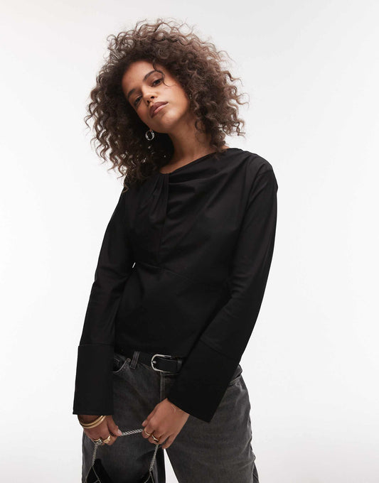 Poplin Twist Front Top