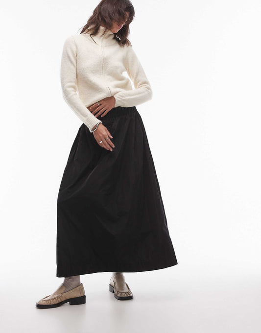 Techy Full Skirt With Ruched Waist