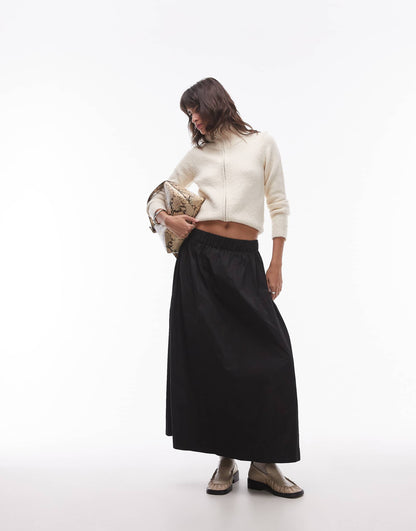 Techy Full Skirt With Ruched Waist