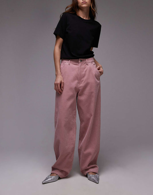 Amber Cord Barrel Leg Trousers
