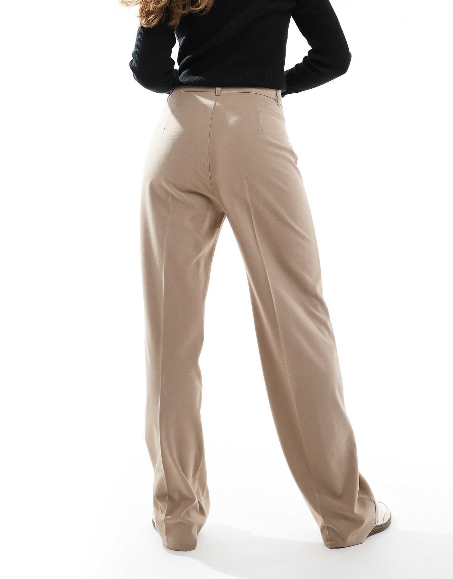 Straight Leg Tailored Trousers With Front Seam