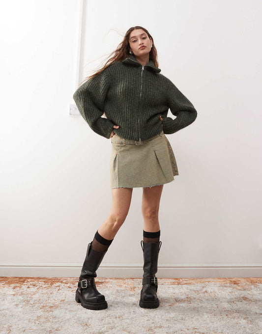 Bea Wool Blend Zip Through Cardigan