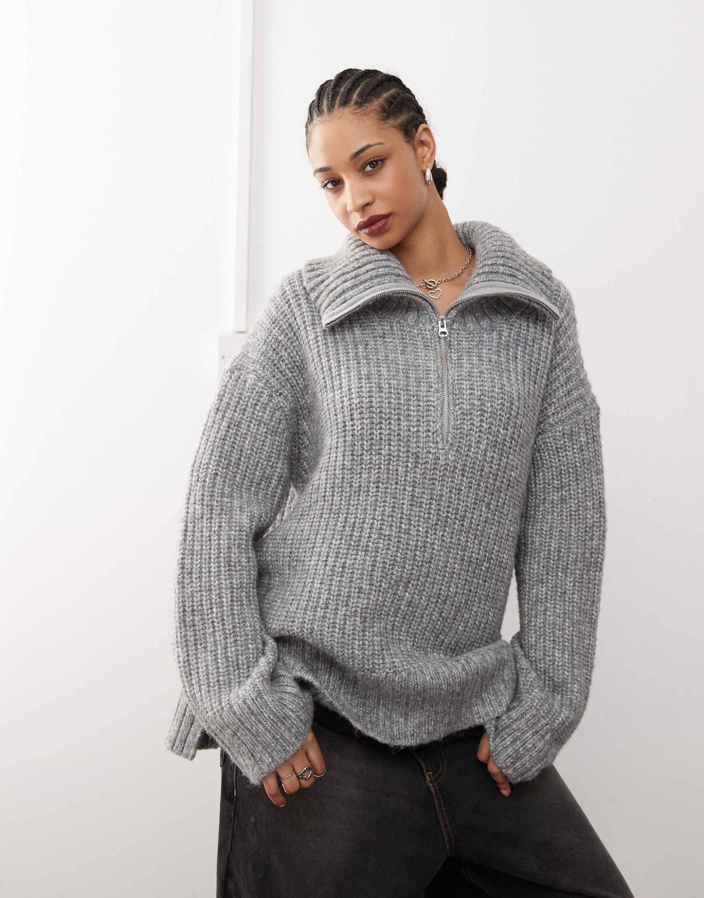 Cillia Half Zip Extreme Collar Heavyweight Jumper