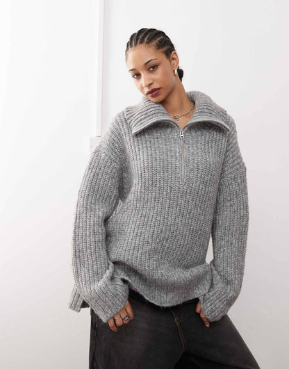 Cillia Half Zip Extreme Collar Heavyweight Jumper