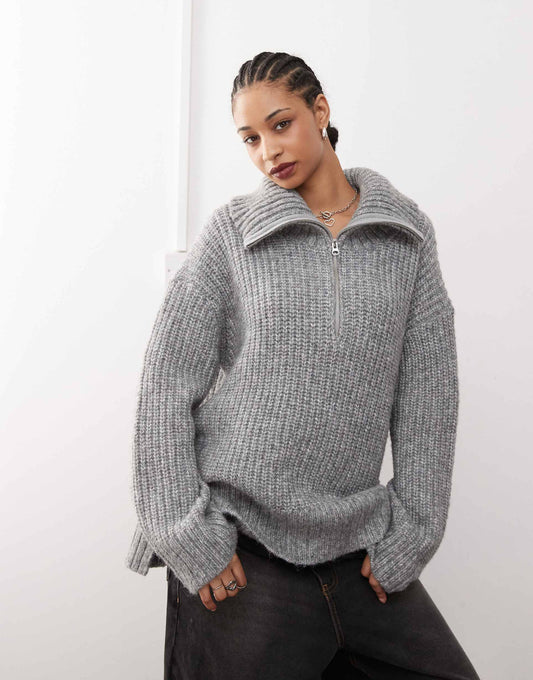 Cillia Half Zip Extreme Collar Heavyweight Jumper