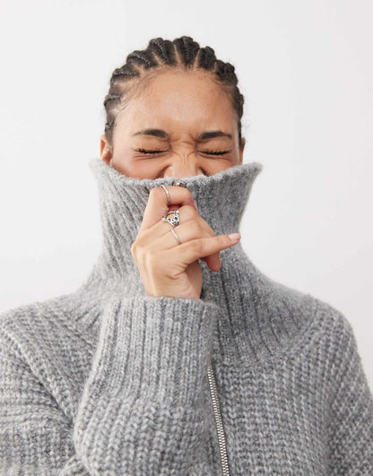 Cillia Half Zip Extreme Collar Heavyweight Jumper
