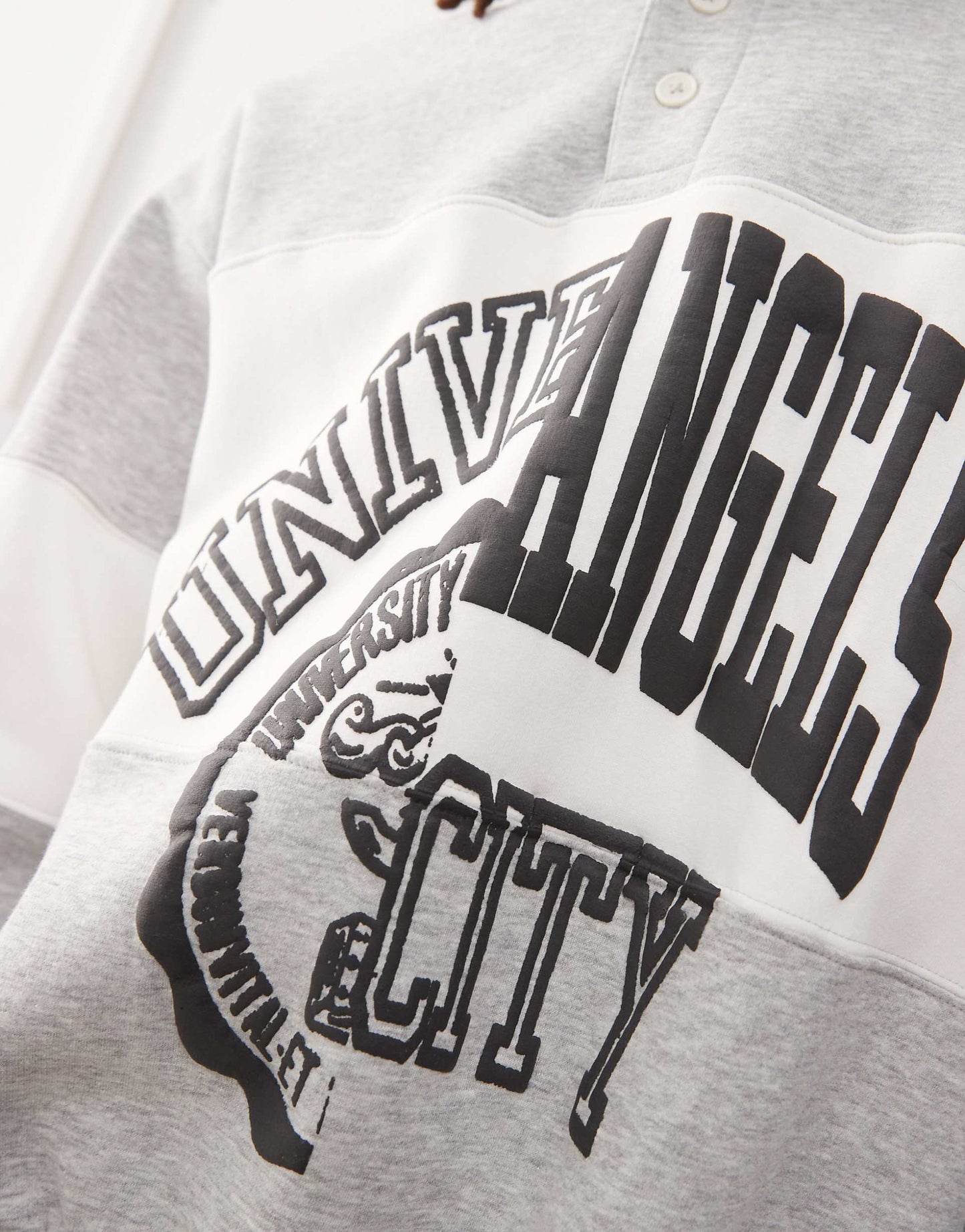 Andre Oversized Polo Sweatshirt With Cut And Sew Varsity Graphic