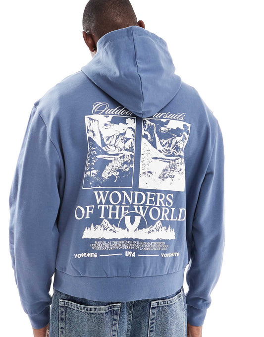 Boxy Oversized Hoodie With Puff Print