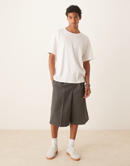 Smart Oversized Bermuda Shorts With Front Pleat