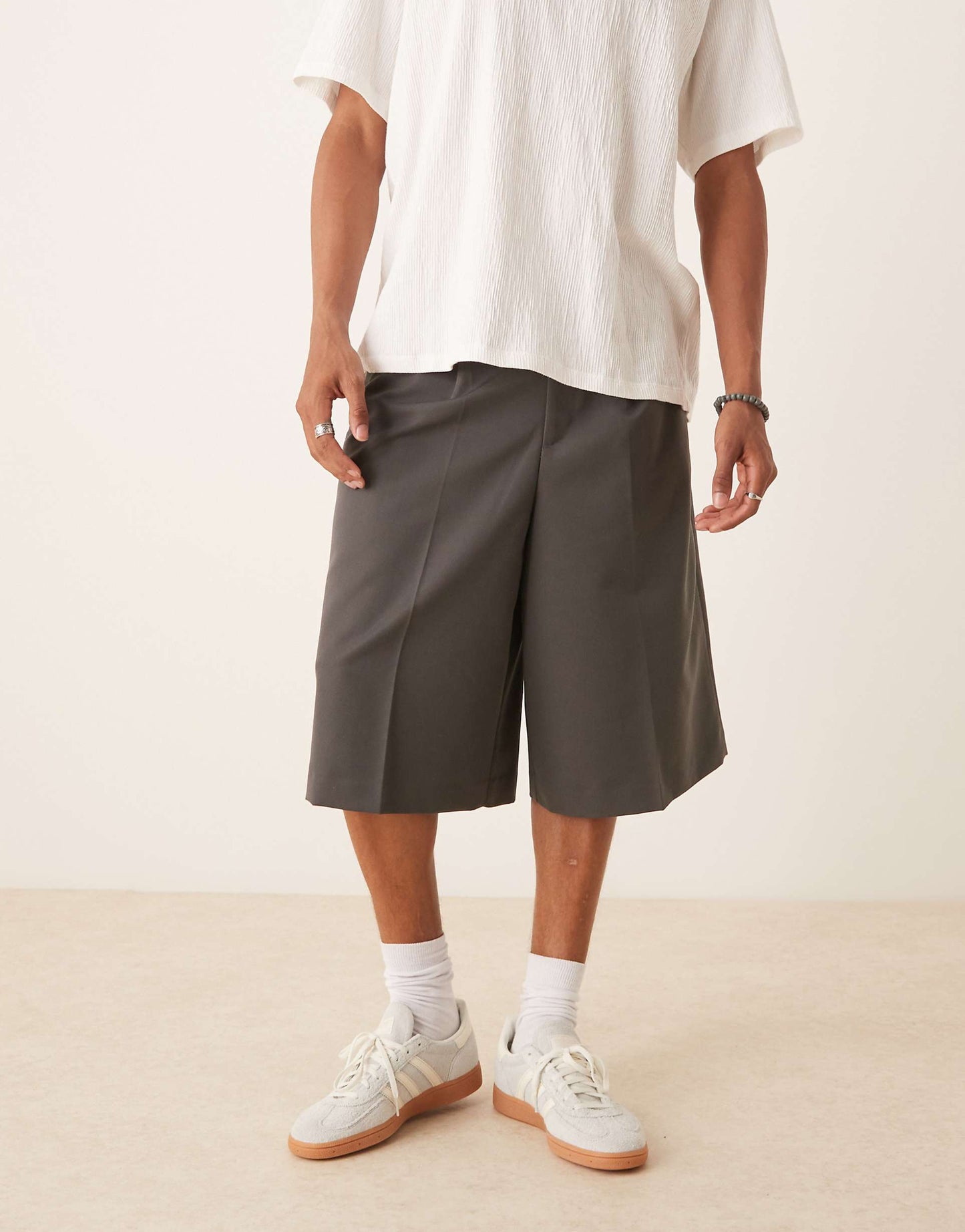 Smart Oversized Bermuda Shorts With Front Pleat