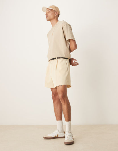 Smart Wide Cropped Shorts With Front Pleat