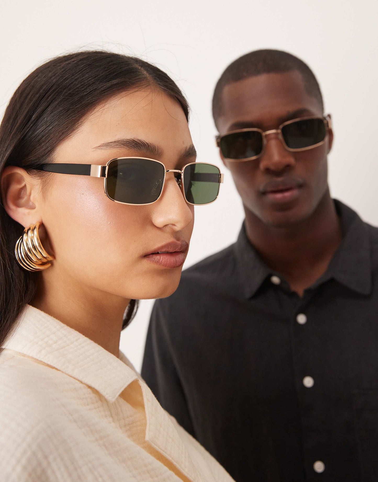 Rectangular Metal Sunglasses