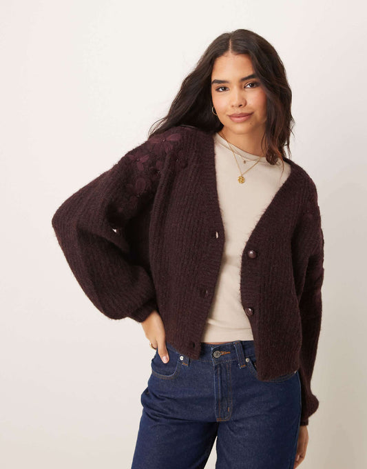 Embroidered Flower Cardigan