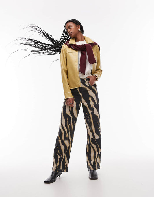 Blurred Zebra Trousers With Patch Detailing