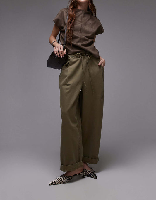 Plain Drawstring Straight Leg Trouser