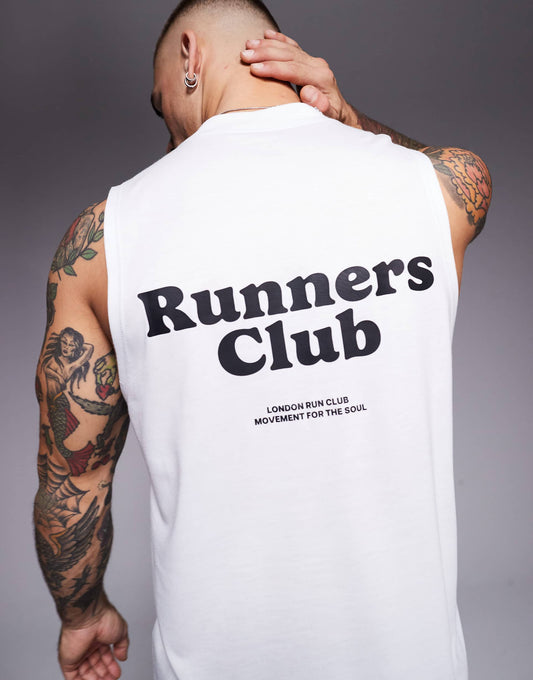 Run Club Quick Dry Oversized Performance Tank With Back Print