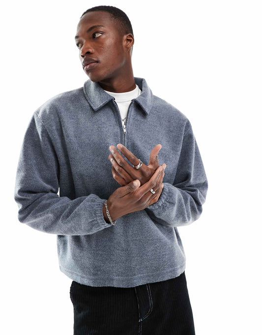 Oversized Boxy Quarter Zip Sweatshirt