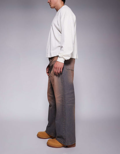 Super Baggy Fit Jeans With Pink Tint