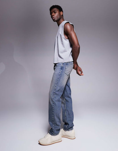 Straight Leg Jeans With Vintage Tint