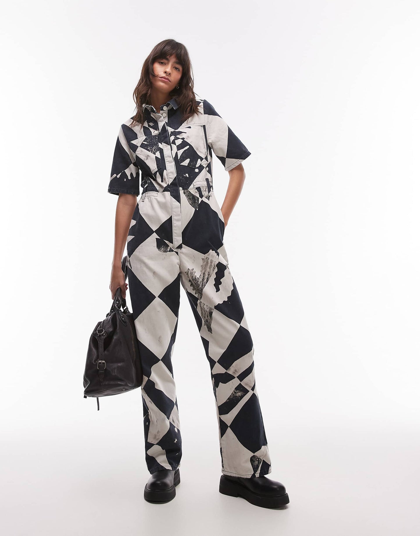 Short Sleeve Printed Jumpsuit