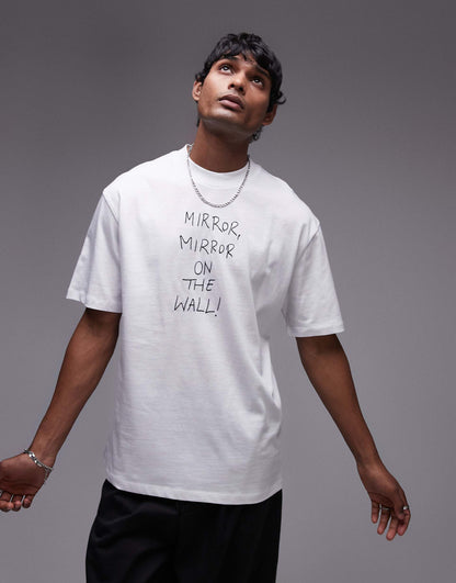 Oversized Fit T-Shirt With Mirror Mirror Embroidery