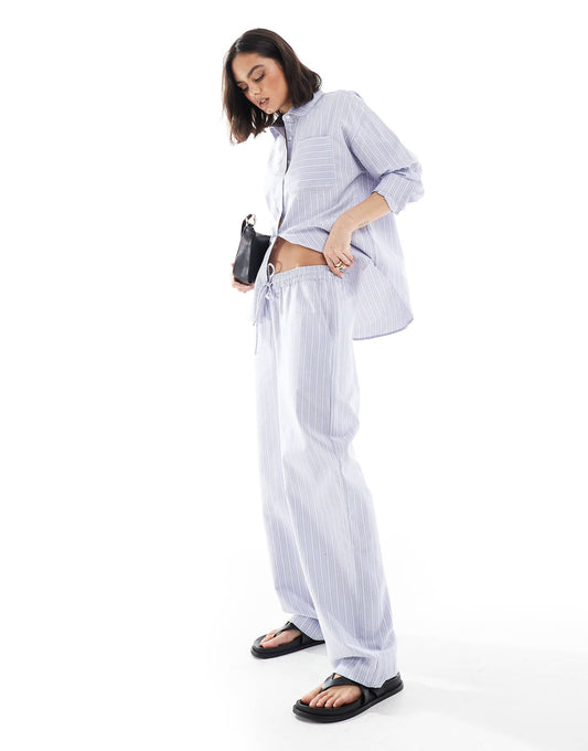 Co-Ord Blue And White Stripe Trousers