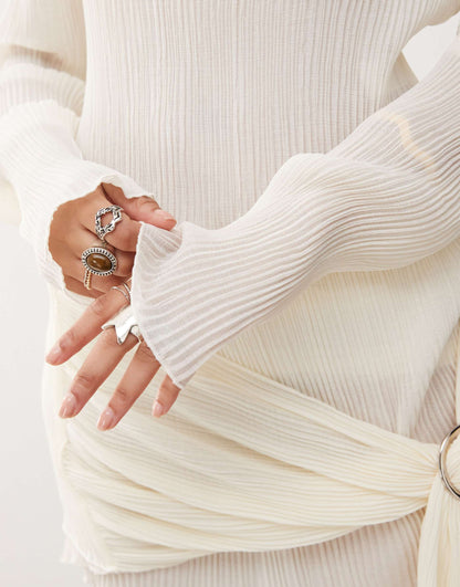Long Sleeve Plisse Top Co-Ord
