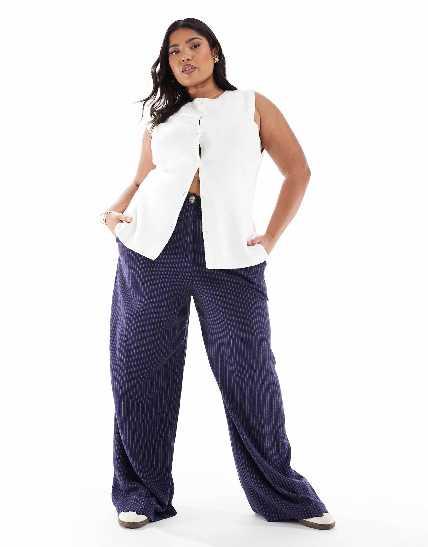 Curve Relaxed Straight Leg Trousers With Linen