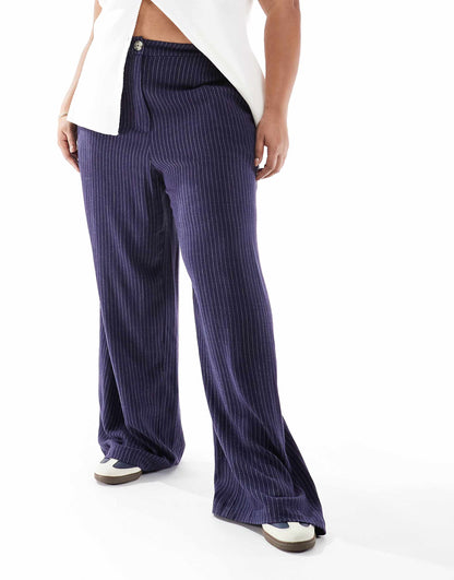 Curve Relaxed Straight Leg Trousers With Linen