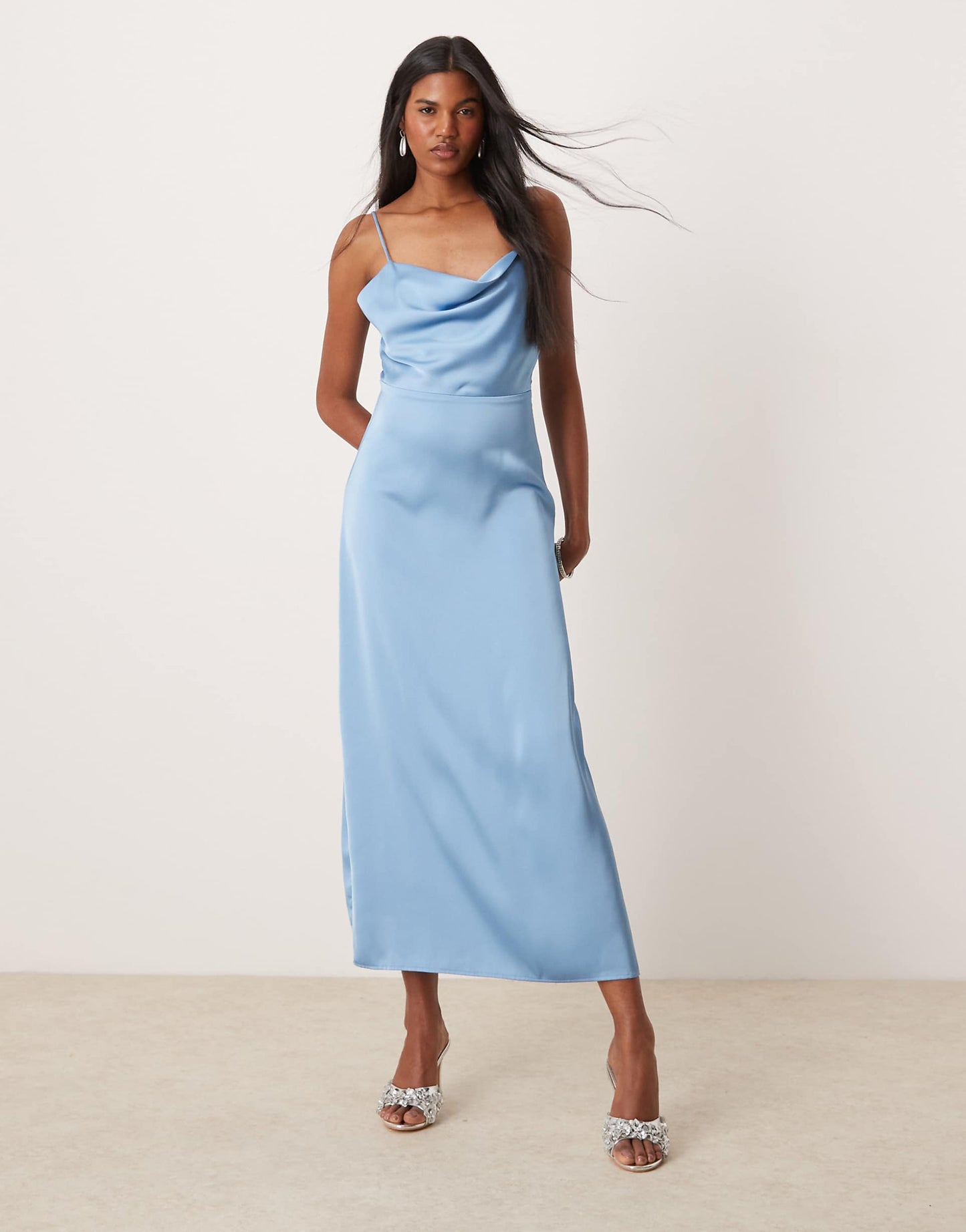 Satin Cowl Neck Maxi Dress