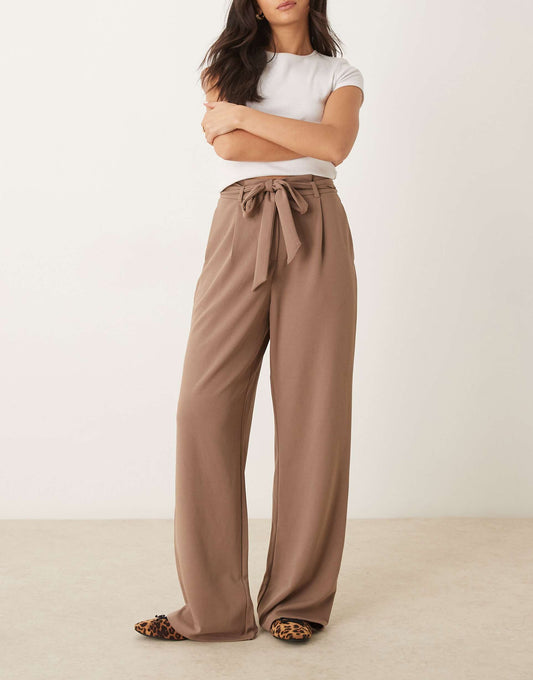 Tie Waist Wide Leg Trouser