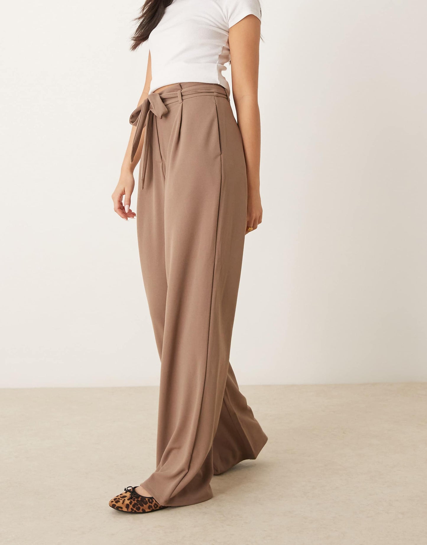 Tie Waist Wide Leg Trouser