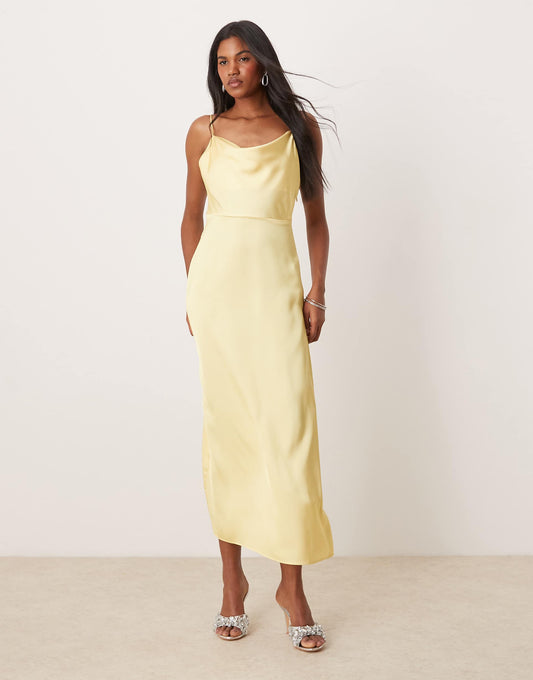 Satin Cowl Neck Maxi Dress