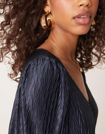 Plisse Wrap Front Jumpsuit