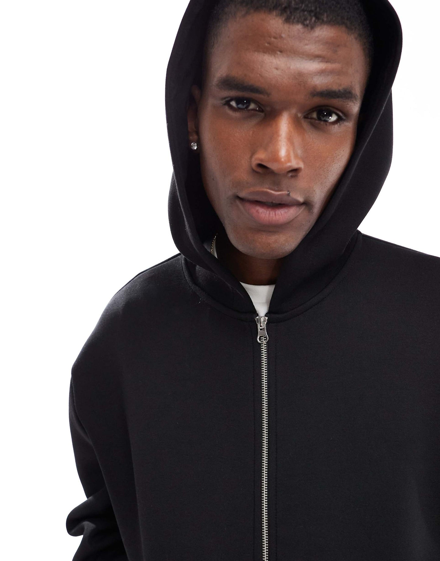 Oversized Boxy Scuba Zip Through Hoodie
