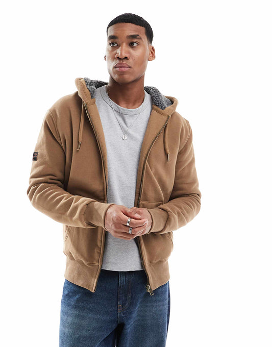 Borg Lined Zip Hoodie