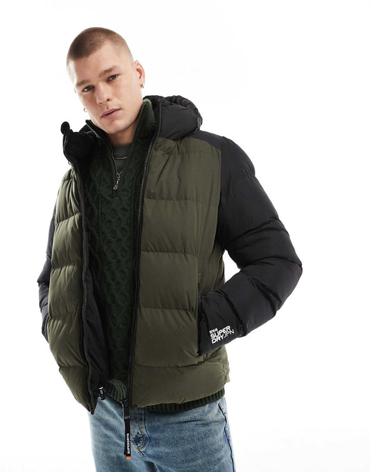 Hood Colour Block Sport Puffer