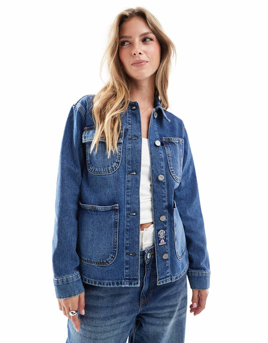 Embroidered Denim Chore Jacket