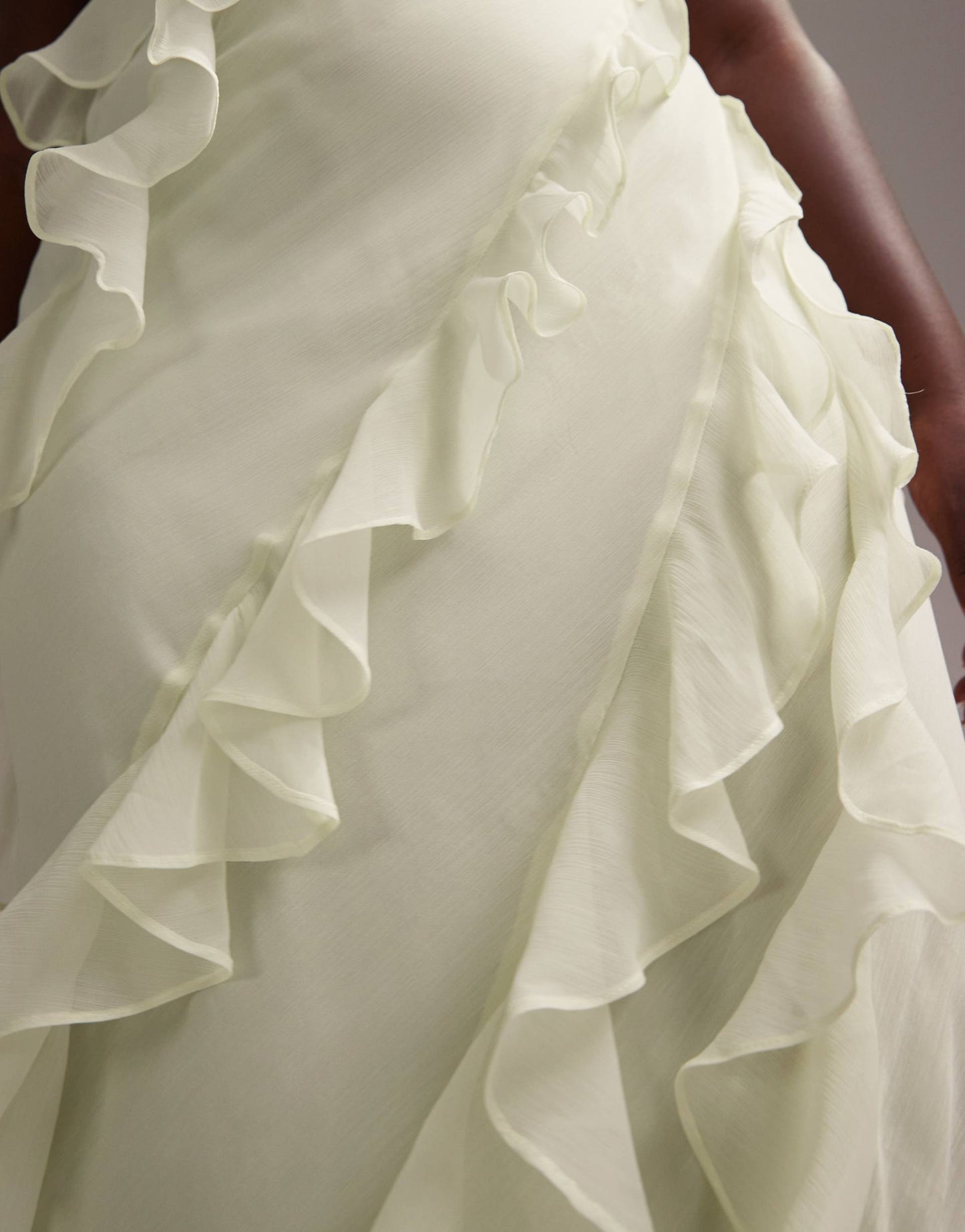 Curve Bridesmaids Racer Neck Bias Ruffle Maxi Dress