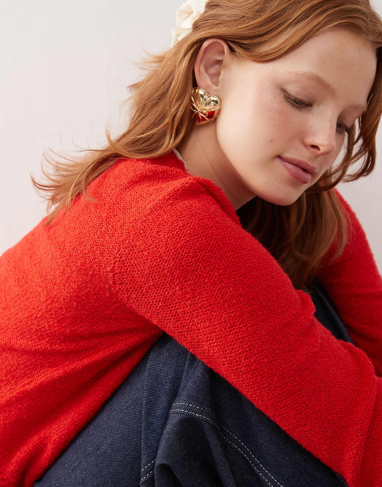 Oversized Heart Studs With Bows