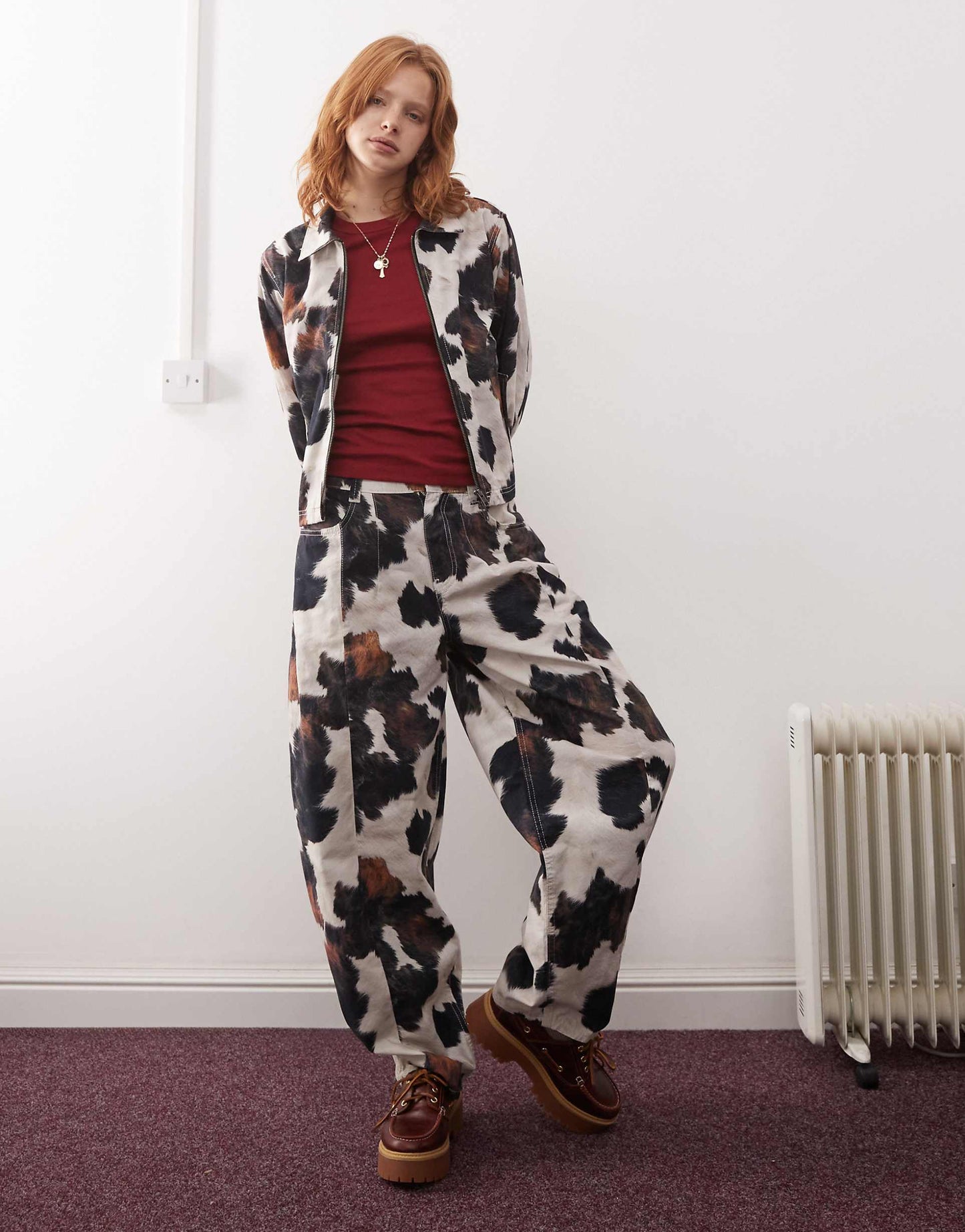 Cow Print Zip Up Jacket Co-Ord
