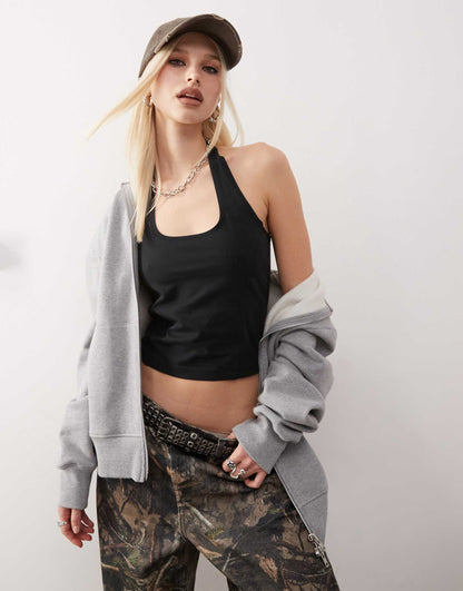 Halter Top With Piping Detail