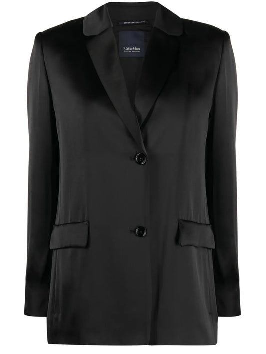 Single-Breasted Satin-Finish Blazer